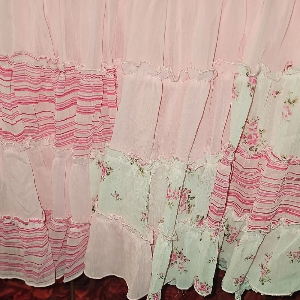 Children's Place Like NEW Floral Pink Ruffle Skirt Size 6X/7